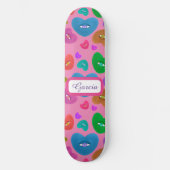 Skateboard Coeurs multicolores avec yeux amour Valentines (Recto)