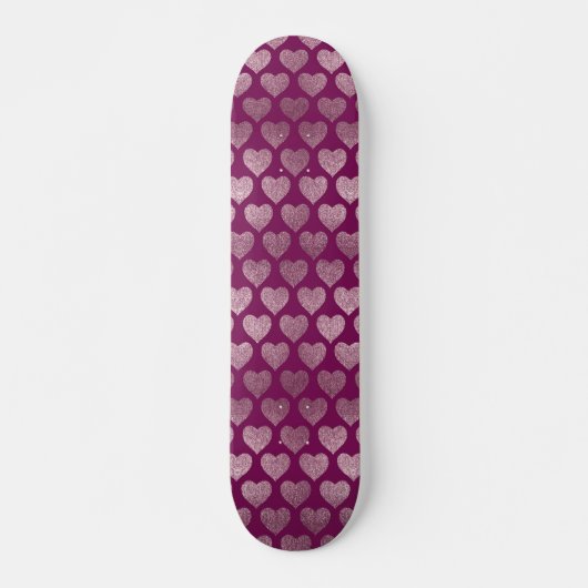 Skateboard Cœurs Pailletés Or Rose (Devant)