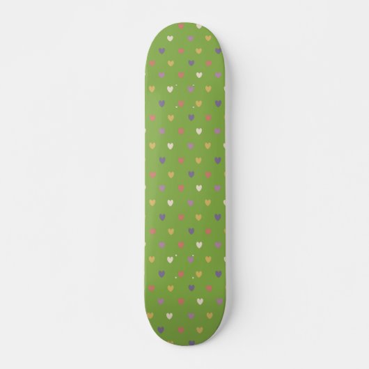 Skateboard Coeurs Polka sur vert vert (Devant)
