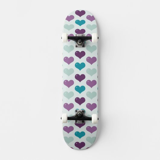 Skateboard Coeurs pourpre et bleu (Recto)