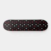 Skateboard Coeurs rouge et blanc sur noir (Horz)