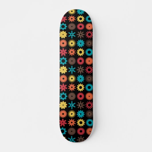 Skateboard Cogs - Couleurs 02 - sur Noir (Devant)