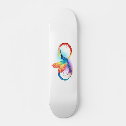Skateboard Colibri arc-en-ciel avec symbole Infinity (Devant)