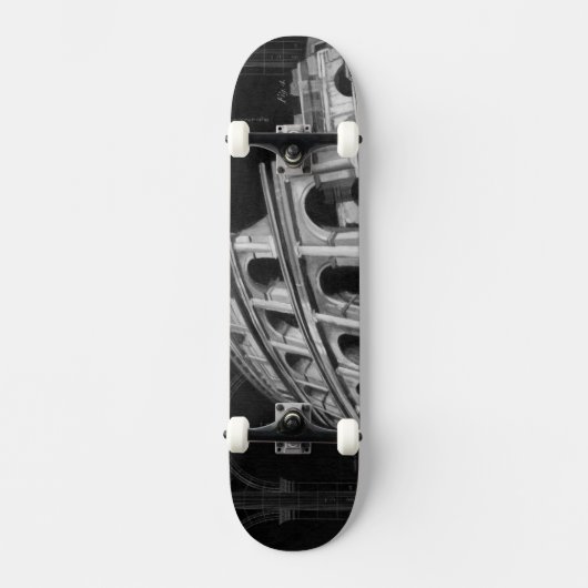 Skateboard Colisée romaine avec dessins architecturaux (Recto)