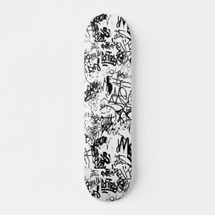 Skateboard Collage Abstrait de graffiti noir et blanc