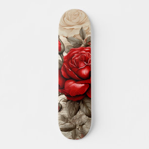 Skateboard Collage inspiré du découpage de rose rouge gras