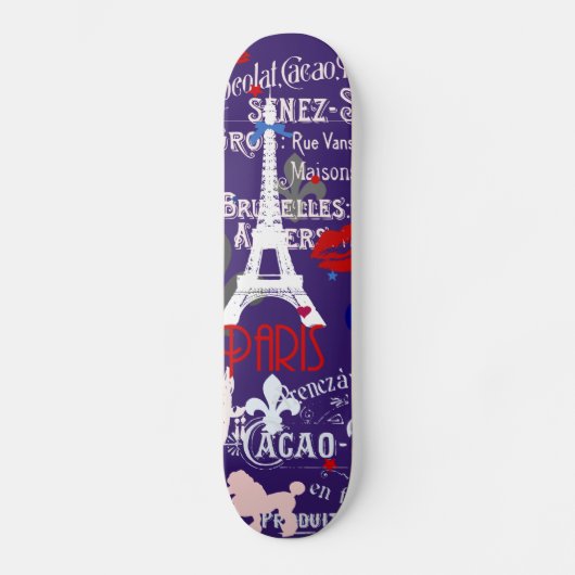 Skateboard Collage noir français moderne de Paris (Recto)