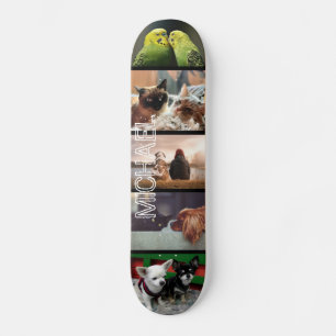Skateboard Collage photo personnalisé de votre nom 5 noir