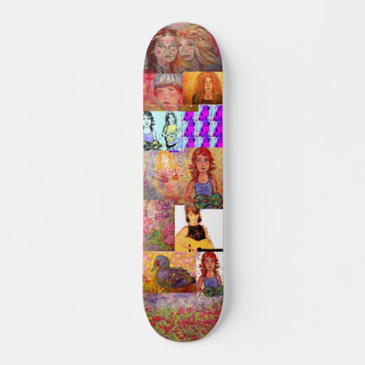 Skateboard collage pop art (musique et portraits) (Devant)