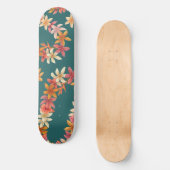 Skateboard Collier de fleurs peint sur sarcelle (Recto)