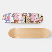 Skateboard Coloré drôle Nerdy Chats Kitten Motif Whimsical (Horz)