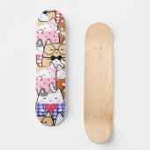 Skateboard Coloré drôle Nerdy Chats Kitten Motif Whimsical (Recto)