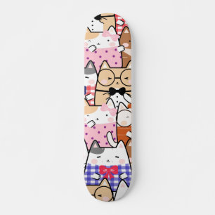 Skateboard Coloré drôle Nerdy Chats Kitten Motif Whimsical