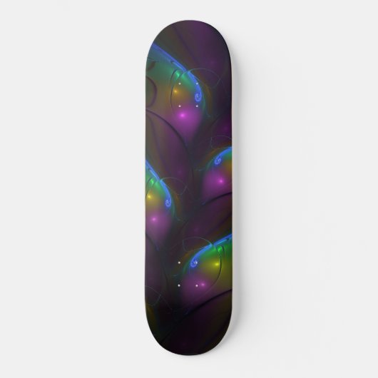 Skateboard Coloré Lumineux Abstrait moderne Trippy Fractal (Recto)