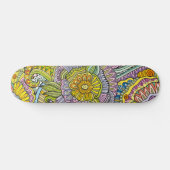 Skateboard Coloré moderne tendance Abstrait motif floral (Horz)