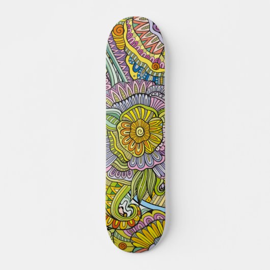 Skateboard Coloré moderne tendance Abstrait motif floral (Devant)