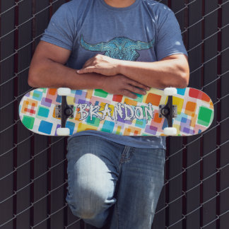 Skateboard Coloré personnalisé Abstrait Hip Géométrique Art