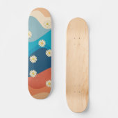 Skateboard Coloré Retro Waves & Daisies Motif (Recto)