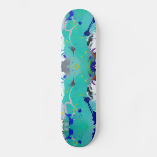 Skateboard Colorée abstraite aqua fuchsia indigo kitty voices