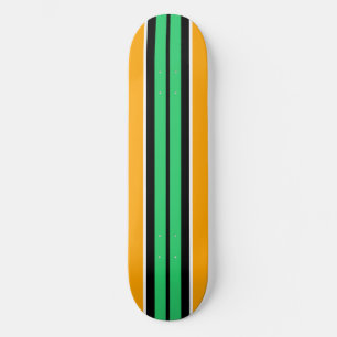 Skateboard Colorée Vert Noir Jaune Blanc Rayures de course