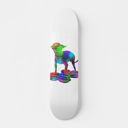 Skateboard Colorful Chihuahua hamburger flying (Devant)