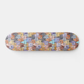Skateboard Colorful Cute Cat Crowd Pattern Whimsical Cat Face (Horz)