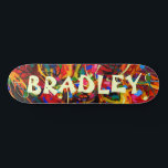 Skateboard Colorful Modern Abstrait Personnalisé Nom Personna<br><div class="desc">Colorful Modern Abstrait Personnalisé Nom personnalisé Skateboard vous propose votre nom personnalisé dans la typographie moderne sur un arrière - plan abstrait coloré. Personnalisez en modifiant le texte dans la zone de texte fournie. Offrez un cadeau sur mesure, un skateboard personnalisé à votre skateboarder préféré pour Noël, anniversaire ou votre...</div>