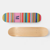 Skateboard Colorful Serrate Stripes Pattern with Initial (Horz)