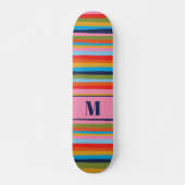 Skateboard Colorful Serrate Stripes Pattern with Initial (Devant)