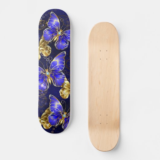 Skateboard Composition avec papillons Sapphire (Recto)