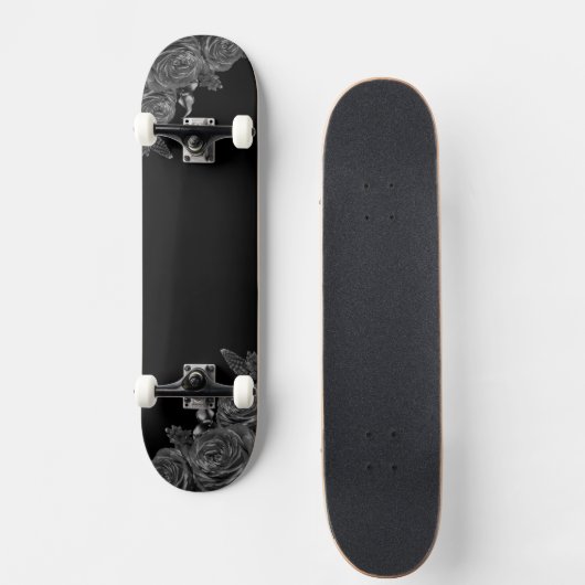 Skateboard Composition des fleurs noires (Devant)