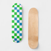 Skateboard Conception à carreaux bleu blanc vert (Recto)