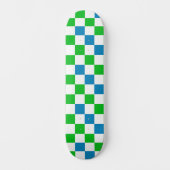 Skateboard Conception à carreaux bleu blanc vert (Recto)