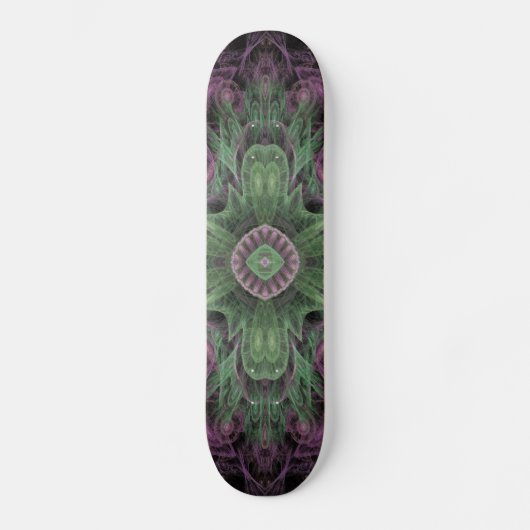 Skateboard Conception Abstraite fractale violet et verte (Recto)