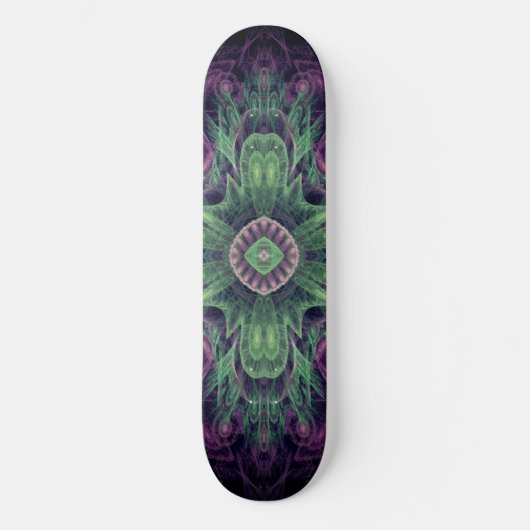 Skateboard Conception Abstraite fractale violet et verte (Recto)