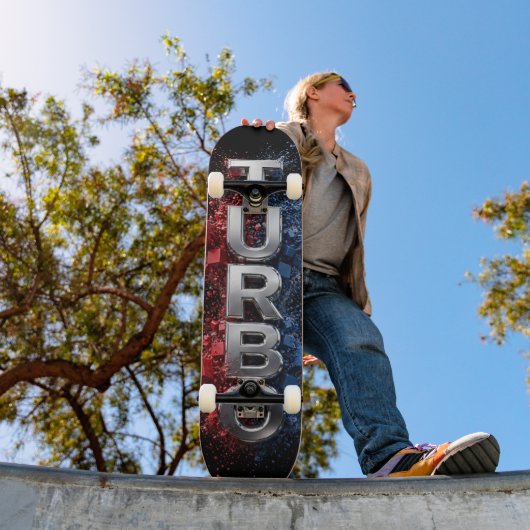 Skateboard Conception chrome TURBO futuriste 3D (Extérieur 1)