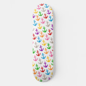 Skateboard Conception d'ancre de bateau colorée blanche (Recto)