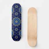 Skateboard Conception d'art mandala géométrique abstrait bleu (Recto)