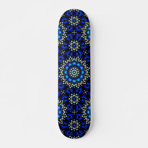 Skateboard Conception d'art mandala géométrique abstrait bleu
