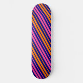 Skateboard Conception de bandes verticales orange bleu rose (Recto)