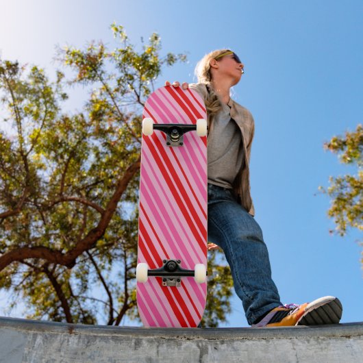 Skateboard Conception de bandes verticales rose bubble gum ro (Extérieur 1)