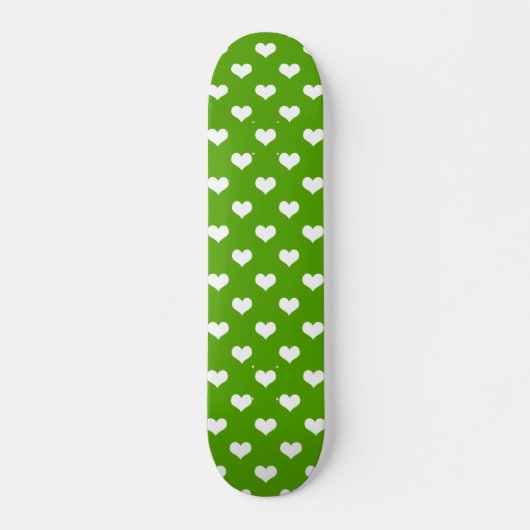 Skateboard Conception de coeurs adorables verts blancs  (Devant)
