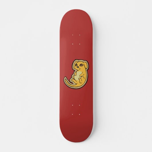 Skateboard Conception De Dessin De Chien Jaune Et Rouge (Devant)