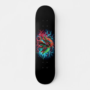 Skateboard conception de dragon au néon