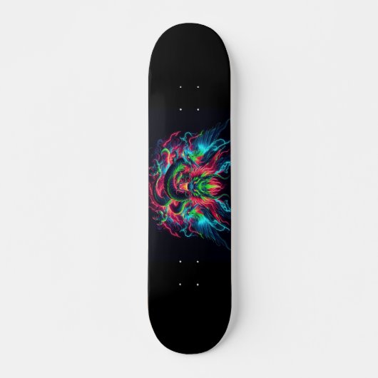 Skateboard conception de dragon au néon (Devant)