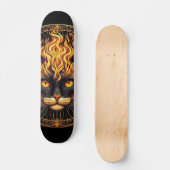 Skateboard Conception de Mandala de chat de feu mystique (Recto)