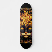 Skateboard Conception de Mandala de chat de feu mystique (Devant)