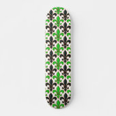 Skateboard Conception de motif baroque fleur de lis noir vert (Devant)