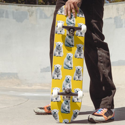 Skateboard Conception de motif d'ours polaire jaune