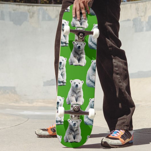 Skateboard Conception de motif d'ours polaire vert